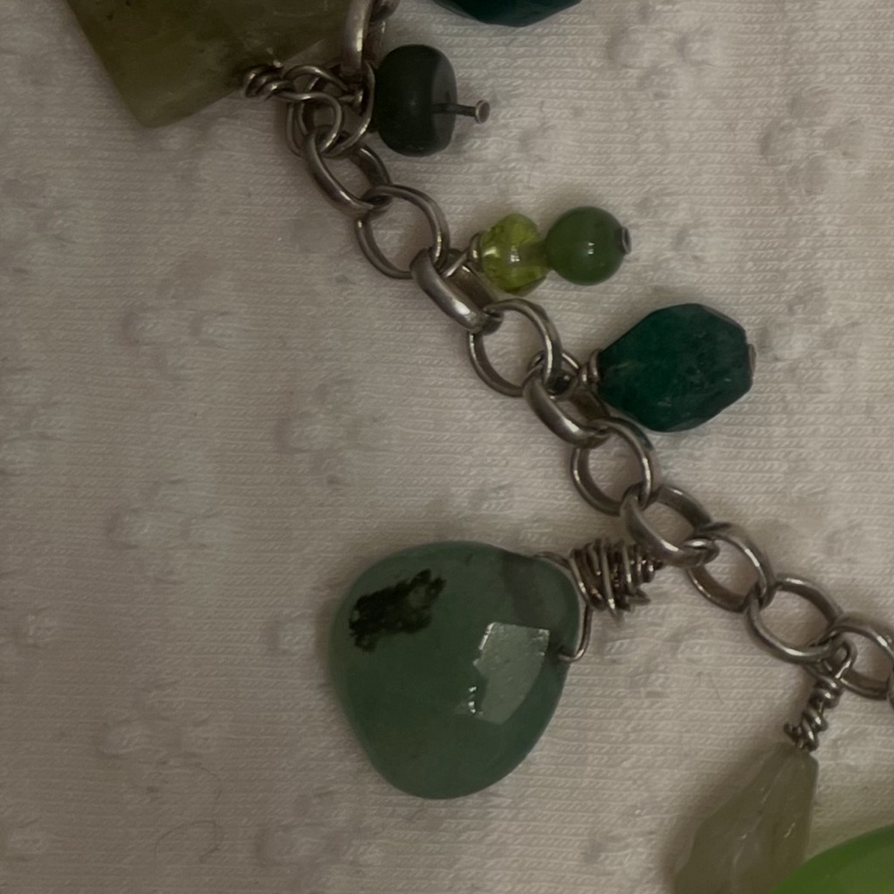 Green Gemstone Charm Bracelet - Women Jewelry vintage - Picture 5 of 5